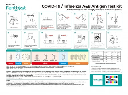 Fanttest COVID-19 / Influenza A&B 3-in-1 Rapid Antigen Test Kit (Nasal) Very High Sensitivity