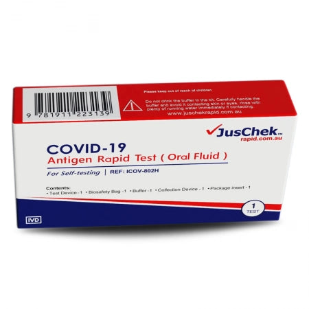JusChek Covid-19 Antigen Rapid Test - Oral Fluid - Single Pack - Exp 10/2025