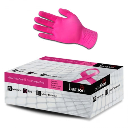 200pcs Bastion Nitrile Gloves Powder Free Pink UltraSoft 3.5g