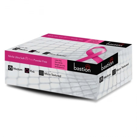 200pcs Bastion Nitrile Gloves Powder Free Pink UltraSoft 3.5g