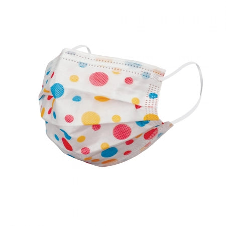 Medicom SafeMask Polka Dot Junior Kids Masks with Earloops Box of 50