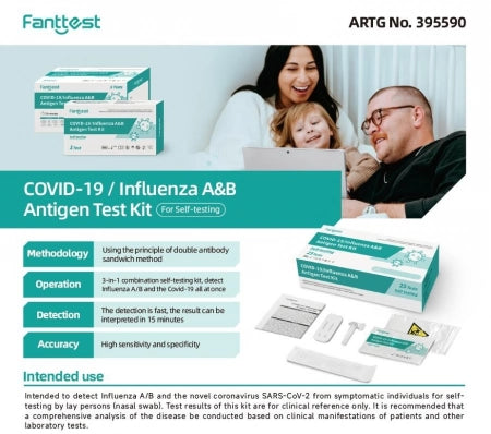 Fanttest COVID-19 / Influenza A&B 3-in-1 Rapid Antigen Test Kit (Nasal) Very High Sensitivity