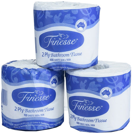 Carton of 48 rolls Finesse premium 2 Ply Bathroom Tissue Individually wrapped 400 Sheets/Roll