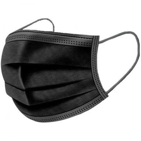 3ply Classic Black Face Mask with Ear Loops Anti Fog ~ Box of 50 - Softmed