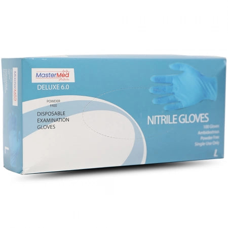 100pcs Mastermed Deluxe Blue Nitrile Examination Gloves Powder & Latex Free 6.0g
