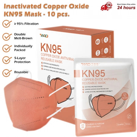 10 x Copper Oxide Antiviral 5 Ply KN95 Inactivated Dust Five Layer Anti-Microbial Germs Reusable Facemask