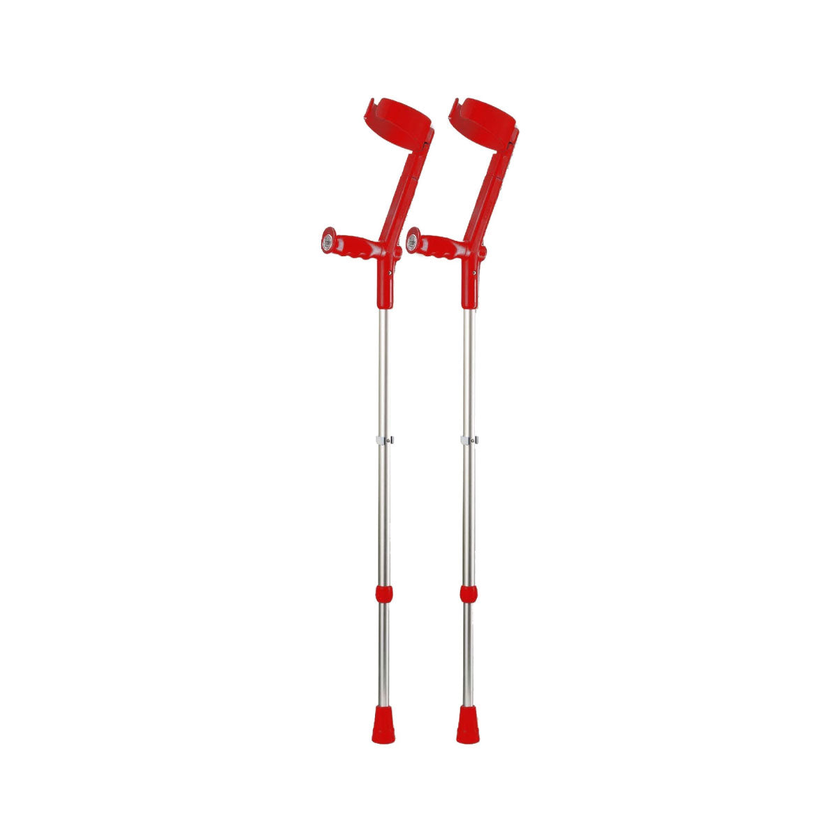 Rebotec Safe-In-Soft - Forearm Crutches with Cuff & Hinge - Red