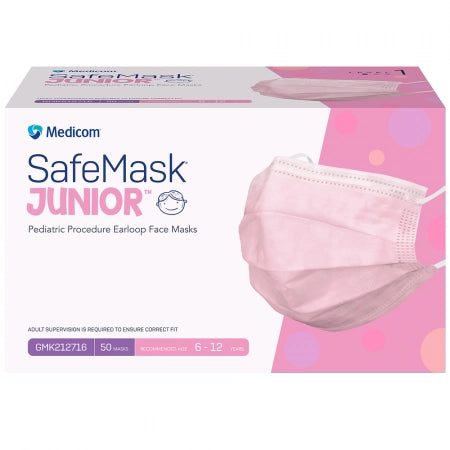 Medicom SafeMask Pink Junior Kids Masks Earloop Box of 50