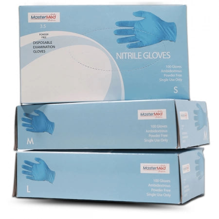 100pcs Mastermed Blue Nitrile Examination Gloves Powder & Latex Free 3.5g